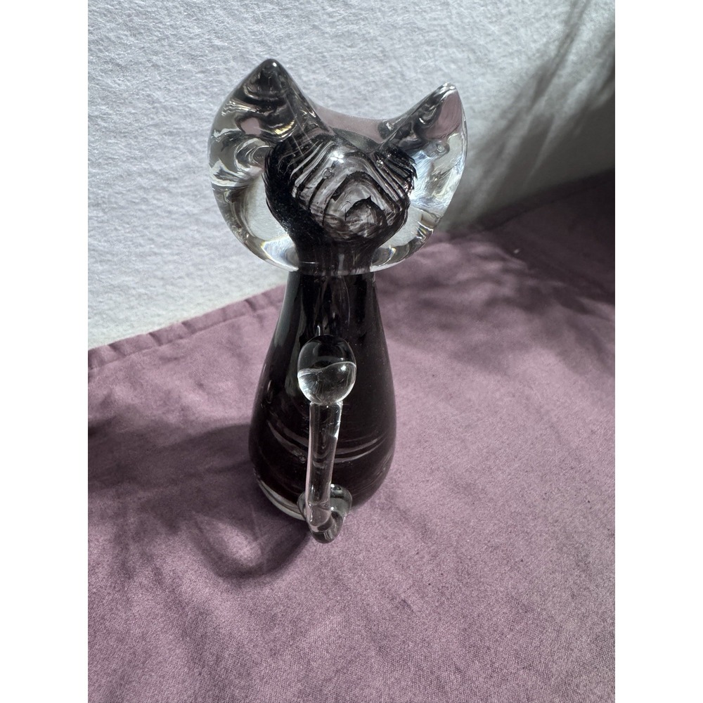CATHERINE LABONTĖ Quebec‎ Art Glass Cartoon Cat 4." Tall. Purple. - Picture 4 of 16